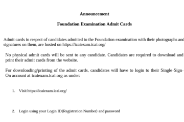 Foundation Examination Admit Cards